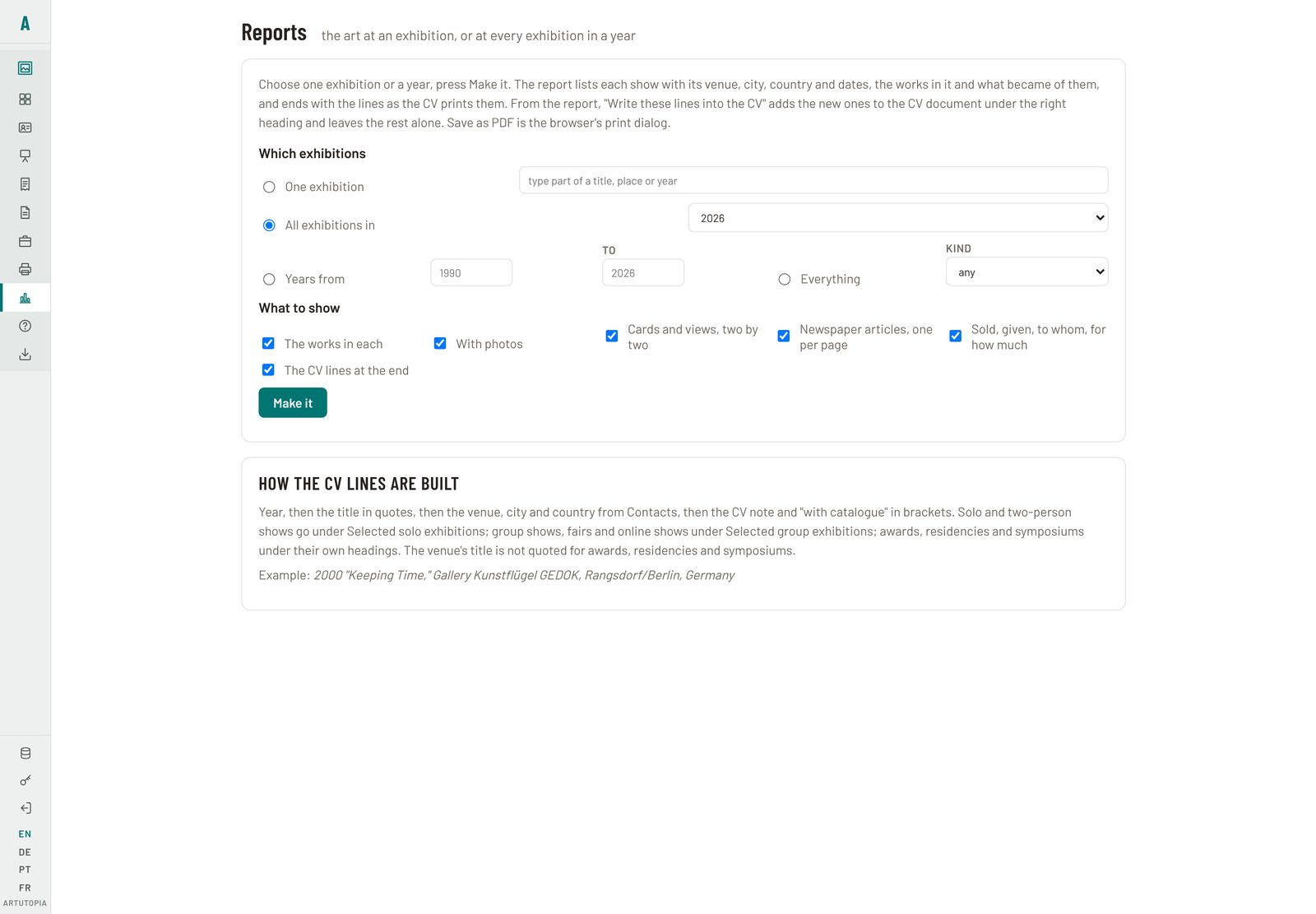 The Reports page